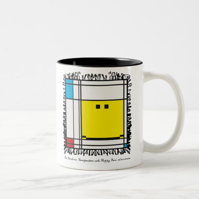 De Café Em Dois Tons caneca feliz mondrian da cara (Direita)