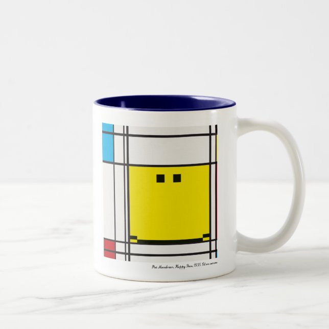 De Café Em Dois Tons caneca feliz mondrian da cara (Direita)