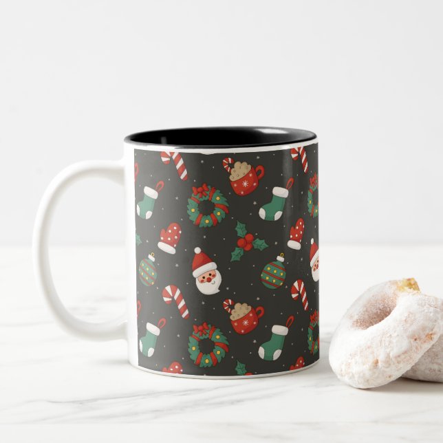 De Café Em Dois Tons Caneca Feliz Natal (Com Donut)