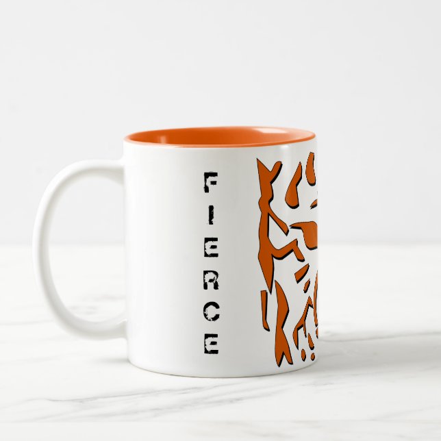 De Café Em Dois Tons Caneca feroz do tigre na laranja (Esquerda)