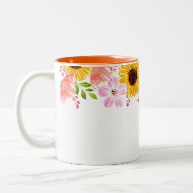 De Café Em Dois Tons Caneca Floral (Esquerda)