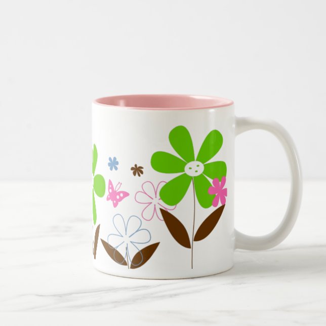 De Café Em Dois Tons Caneca floral (Direita)