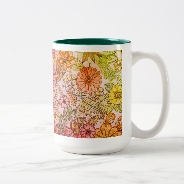 De Café Em Dois Tons Caneca floral 2 (Direita)