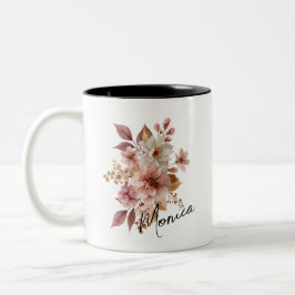 De Café Em Dois Tons Caneca Floral Aquarela Personalizada