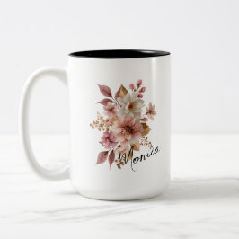 De Café Em Dois Tons Caneca Floral Aquarela Personalizada