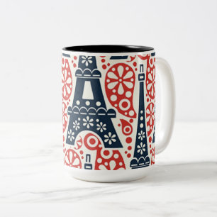 De Café Em Dois Tons Caneca floral bicolor Paris Folk