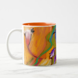 De Café Em Dois Tons CANECA floral colorida abstrata