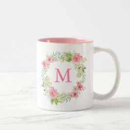De Café Em Dois Tons Caneca floral cor-de-rosa personalizada