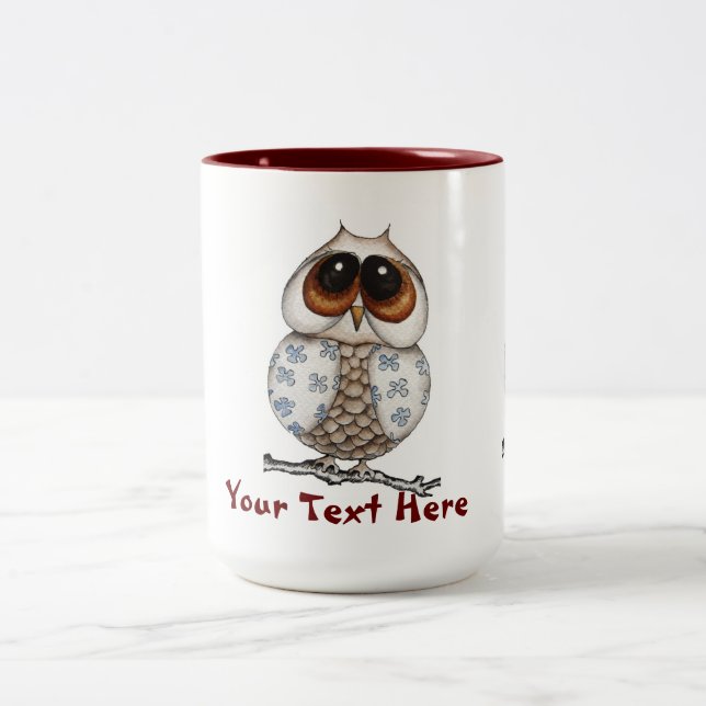 De Café Em Dois Tons Caneca floral da coruja (Centro)