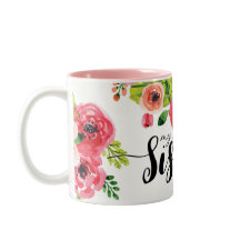 Caneca floral da irmã da aguarela colorida bonita