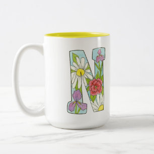 De Café Em Dois Tons Caneca floral da letra N