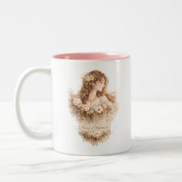 De Café Em Dois Tons Caneca Floral Elegância Mulher
