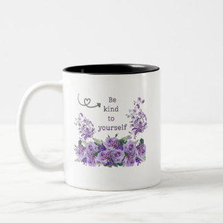 De Café Em Dois Tons Caneca floral inspiradora seja gentil consigo mesm