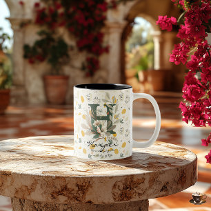 De Café Em Dois Tons Caneca Floral Monograma Boho Chic - Harper