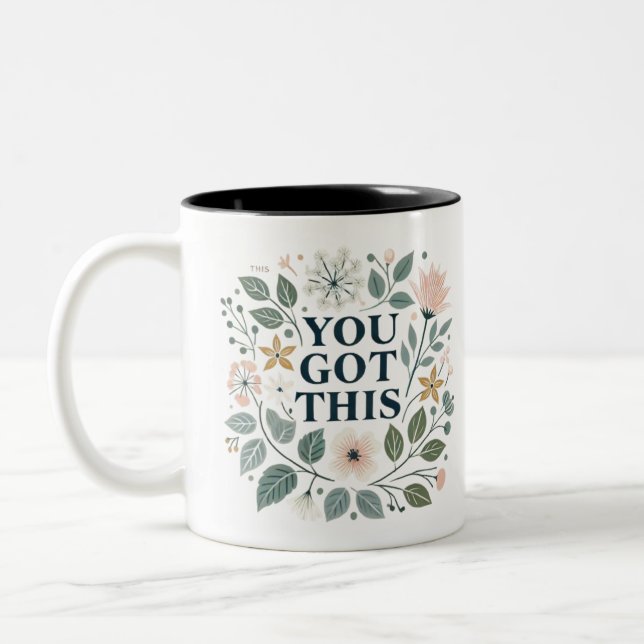 De Café Em Dois Tons Caneca Floral Positiva (Esquerda)