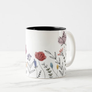 De Café Em Dois Tons Caneca Floral Retirada à Mão