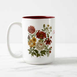 De Café Em Dois Tons Caneca Floral Vintage Personalizada, Presente com