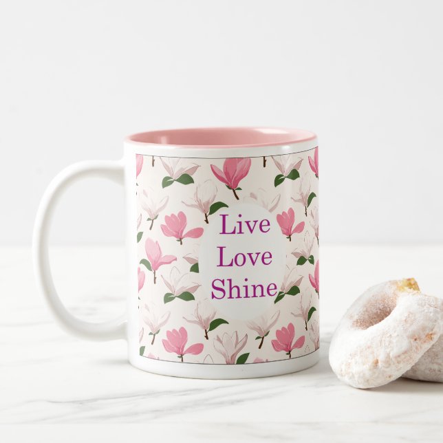 De Café Em Dois Tons Caneca Flores da Esperança (Com Donut)