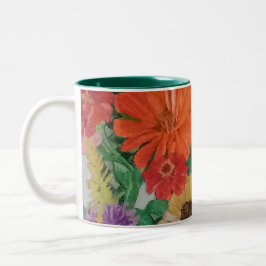 De Café Em Dois Tons Caneca - flores para iluminar suas manhãs