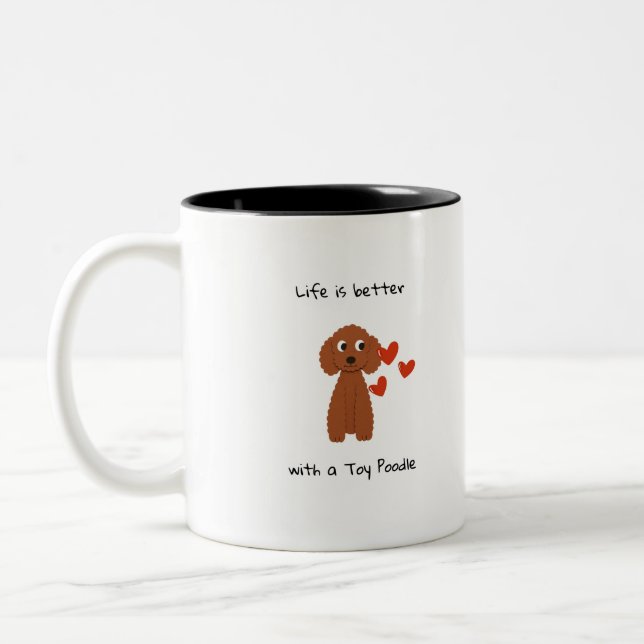 De Café Em Dois Tons caneca fofa do Poodle Toy (Esquerda)