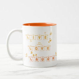 De Café Em Dois Tons Caneca Fofo Anotado Live Love Laugh