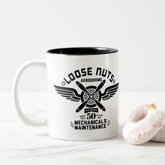 De Café Em Dois Tons Caneca fraca do aeródromo dos loucos (Com Donut)