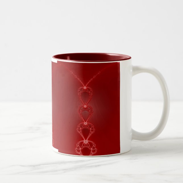 De Café Em Dois Tons Caneca Fractal do Coração Vermelho (Direita)