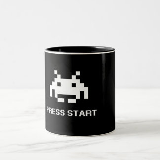 De Café Em Dois Tons Caneca Gamer Retro 8-Bit Arcade Press Start Two-To