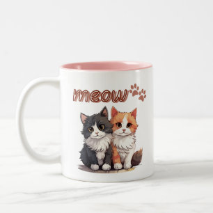 De Café Em Dois Tons Caneca Gato Meow