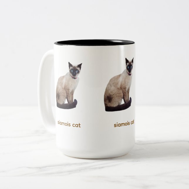 De Café Em Dois Tons caneca gato siamês (Frente Esquerda)