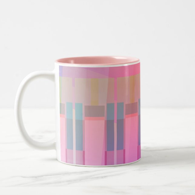 De Café Em Dois Tons Caneca Geométrica Abstrata Rosa (Esquerda)