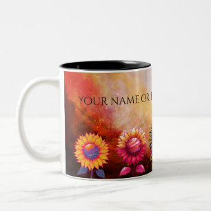De Café Em Dois Tons Caneca Girassol Cósmico - Presente Personalizado