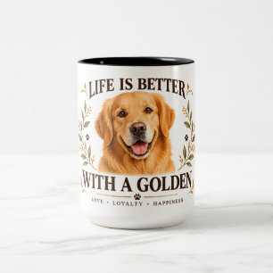 De Café Em Dois Tons Caneca Golden Retriever – A Vida é Melhor Com um G