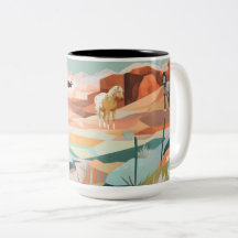 Caneca Grande com Cenário Abstrato Ocidental