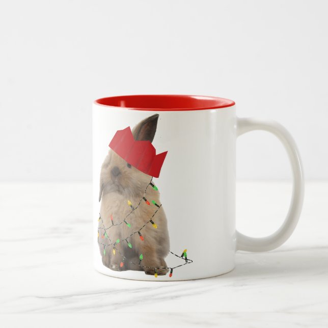 De Café Em Dois Tons Caneca Hoppy do coelho do Natal (Direita)