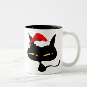 De Café Em Dois Tons Caneca impertinente do gatinho do Natal