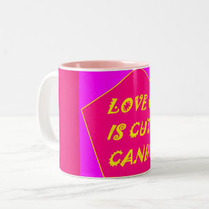De Café Em Dois Tons Caneca impressa, cor-de-rosa e banana-amarelo