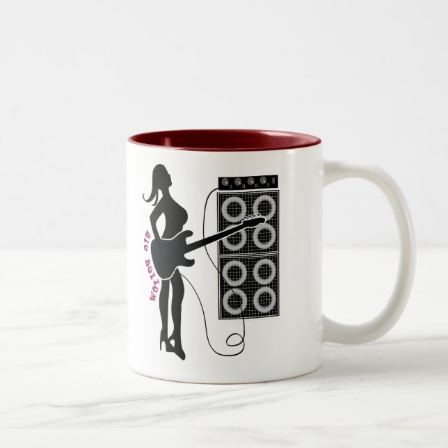 De Café Em Dois Tons Caneca inferior grande da guitarra baixa (Direita)