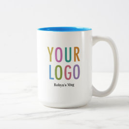De Café Em Dois Tons Caneca Interna Azul Céu com Logotipo Personalizado