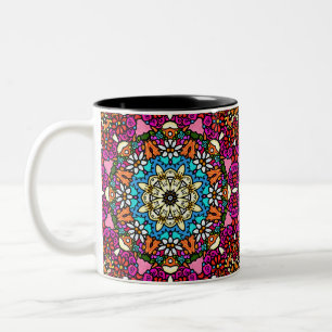 De Café Em Dois Tons Caneca Jardim Groovy Flower Power