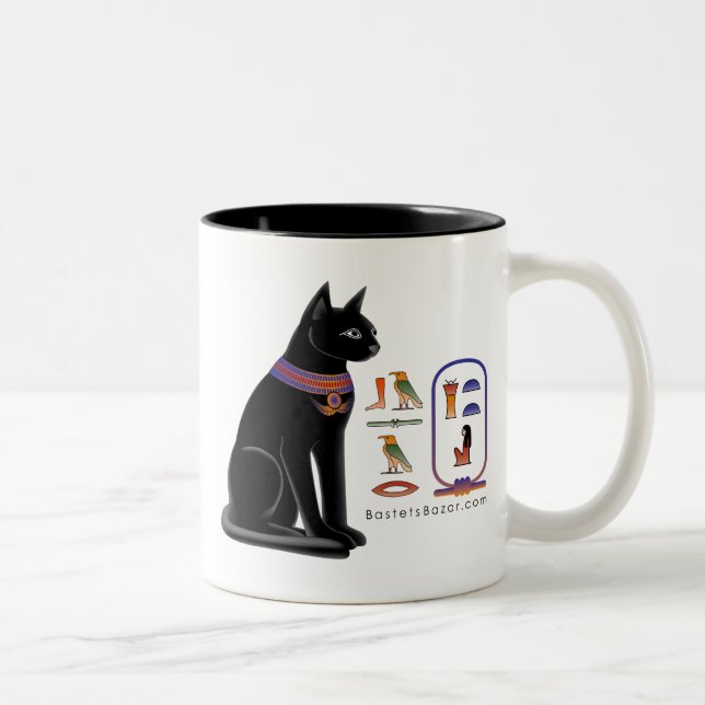 De Café Em Dois Tons Caneca jeroglífica do gato egípcio (Direita)