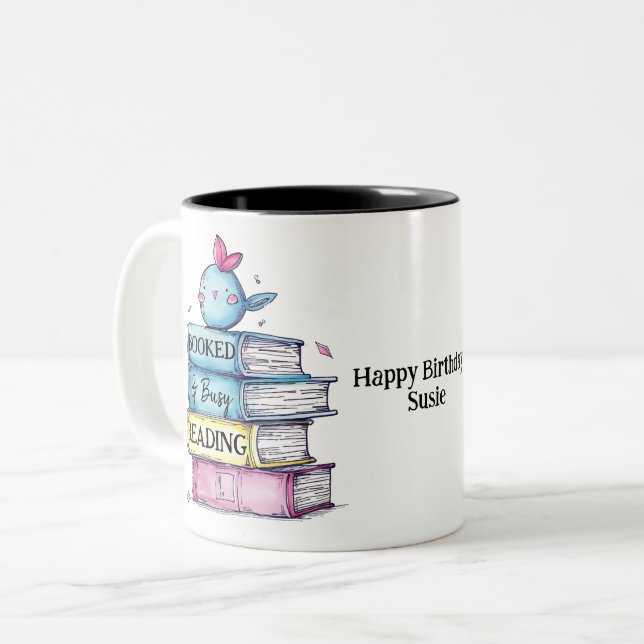 De Café Em Dois Tons Caneca Leitura Ocupada | Introvertido Engraçado  (Frente Esquerda)