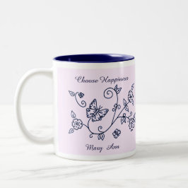 De Café Em Dois Tons Caneca Lembrete Borboleta Rosa
