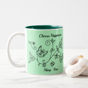 De Café Em Dois Tons Caneca Lembrete Borboleta Verde