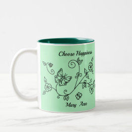 De Café Em Dois Tons Caneca Lembrete Borboleta Verde