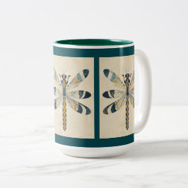 DE CAFÉ EM DOIS TONS CANECA LIBÉLULA VERDE-ÁGUA