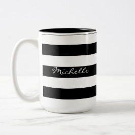 De Café Em Dois Tons Caneca listrada preto e branco personalizada