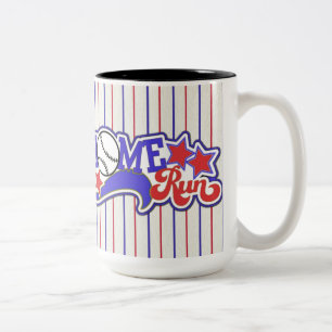 De Café Em Dois Tons Caneca listrada vermelha do basebol branco & azul