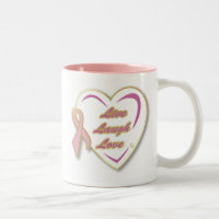 Caneca LiveLaughLove do cancro da mama com fita