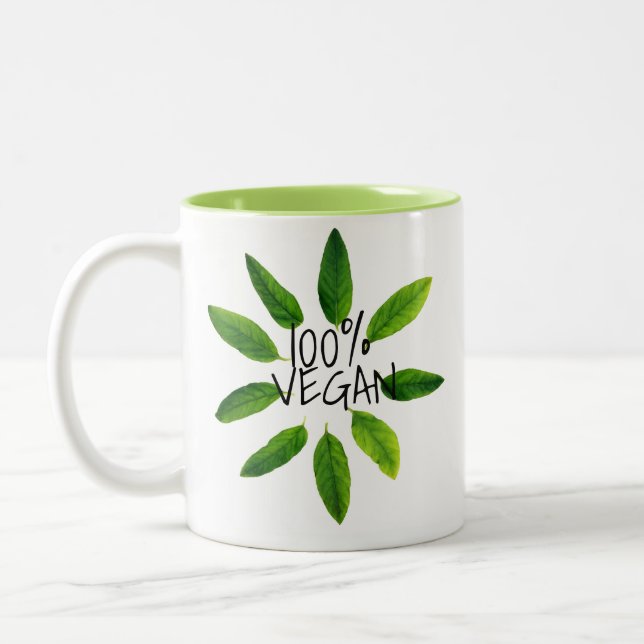 De Café Em Dois Tons Caneca livre do Vegan da crueldade, VEGAN 100% (Esquerda)